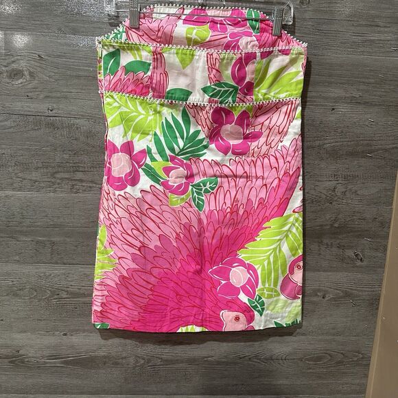 Lilly Pulitzer Pink Strapless A-Line Mini Dress Port Of Caw Parrot Size 14 XS - Picture 7 of 11